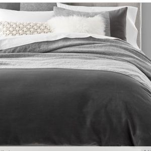 Belgian Linen With Velvet Border Duvet, Full/Queen